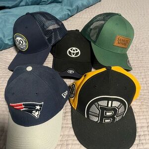 Collection of Assorted Logo Baseball Caps Toyota,Sam Adams,Lottery,Bruins&Pats